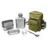 GRITR Titanium Canteen Mess Kit | Compact Portable Camping Open Fire Cookware Set for Backpacking, Hiking, Fishing | Ultralight Durable Outdoor Camp Cooking Utensils - Storage Bag Included view 1