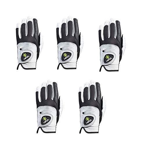 HIRZL Trust Control 2.0 Golf Gloves, All Weather Mens Golf Glove, White/Black, Kangaroo Leather Palm, Cabretta Leather Backhand, Trusted by Pros, Sweat Free, Ultimate Grip