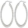 2 Sets of .925 Sterling Silver Ladies Earrings - 3.0x30.0mm Diamond-Cut Eurowire Hoop and 15.0mm Scalloped Eurowire Hoop - w/ Anti-Tarnish Finish to Last a Lifetime view 2