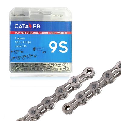 9 Speed Bike Chian 116 Links with Spare Master Links Hollow Out for Road Mountain Racing Cycling