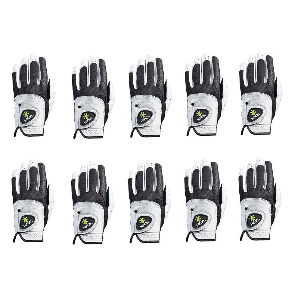 HIRZL Trust Control 2.0 Golf Gloves, All Weather Mens Golf Glove, White/Black, Kangaroo Leather Palm, Cabretta Leather Backhand, Trusted by Pros, Sweat Free, Ultimate Grip