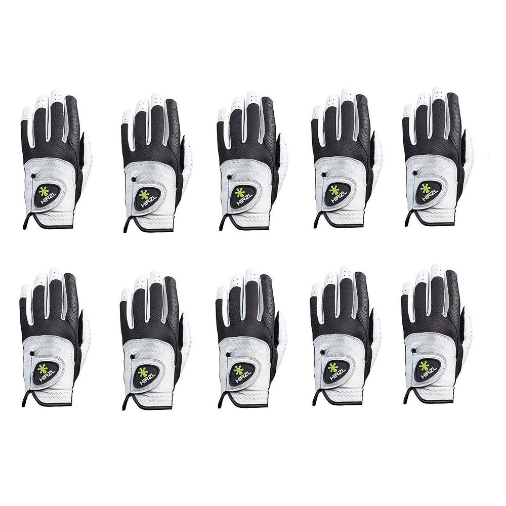 HIRZL Trust Control 2.0 Golf Gloves, All Weather Mens Golf Glove, White/Black, Kangaroo Leather Palm, Cabretta Leather Backhand, Trusted by Pros, Sweat Free, Ultimate Grip