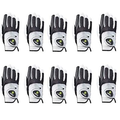 HIRZL Trust Control 2.0 Golf Gloves, All Weather Mens Golf Glove, White/Black, Kangaroo Leather Palm, Cabretta Leather Backhand, Trusted by Pros, Sweat Free, Ultimate Grip