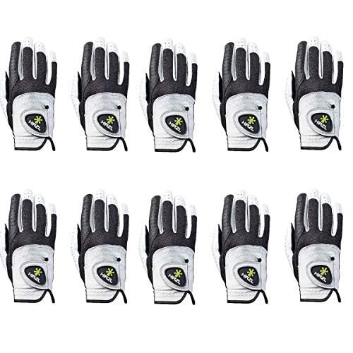 HIRZL Trust Control 2.0 Golf Gloves, All Weather Mens Golf Glove, White/Black, Kangaroo Leather Palm, Cabretta Leather Backhand, Trusted by Pros, Sweat Free, Ultimate Grip