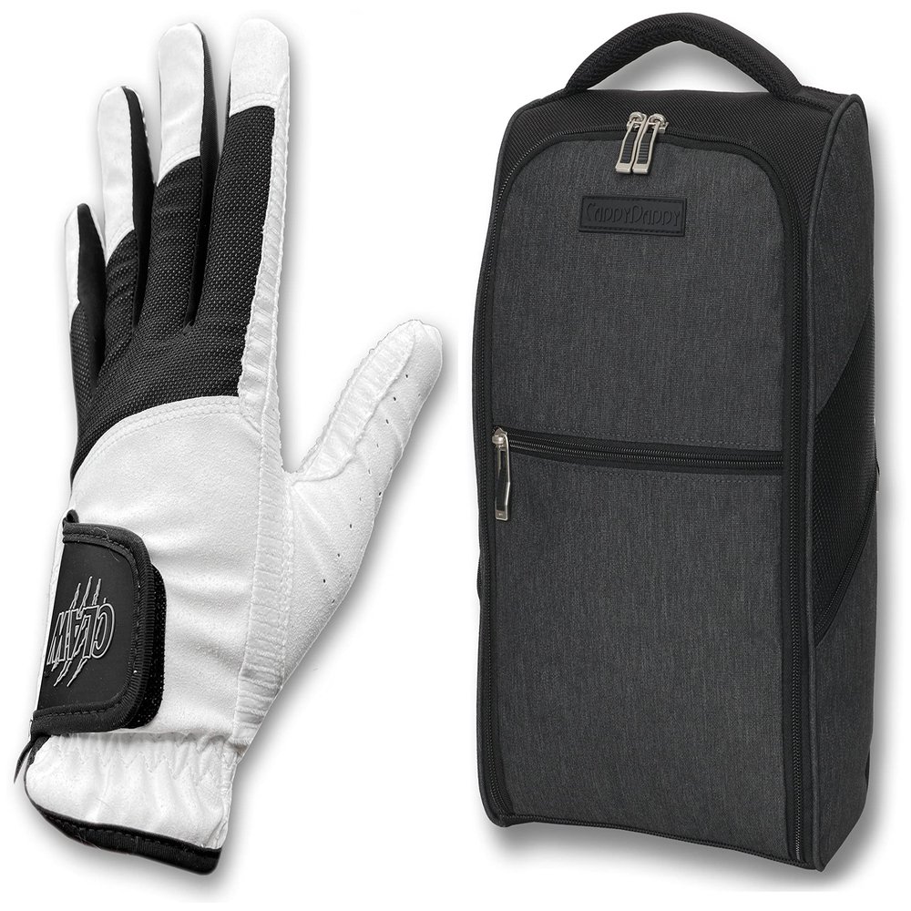 CaddyDaddy Claw MAX Golf Glove for Men & Premium Golf Shoe Bag