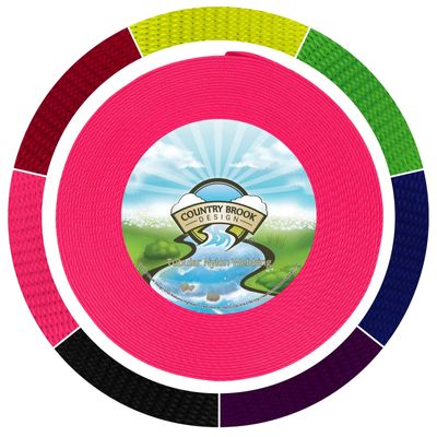 Country Brook Design - 1 Inch Hot Pink Climbing Spec Tubular Nylon Webbing, 50 Yards