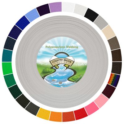 Country Brook Design 1" Webbing - 10/25/50 Yards - 30+ Colors - EDC 1 Inch Polypropylene Webbing for Climbing Outdoors Crafting DIY Gear Repair (Silver, 50 Yards)