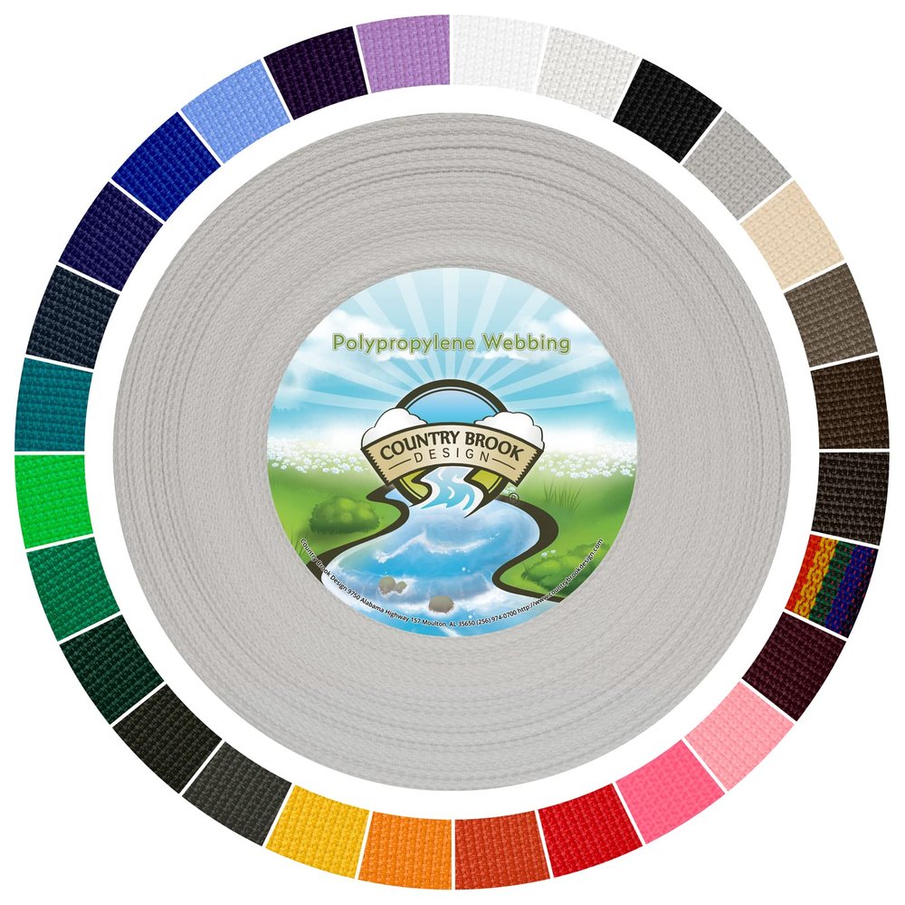 Country Brook Design 1" Webbing - 10/25/50 Yards - 30+ Colors - EDC 1 Inch Polypropylene Webbing for Climbing Outdoors Crafting DIY Gear Repair (Silver, 50 Yards)