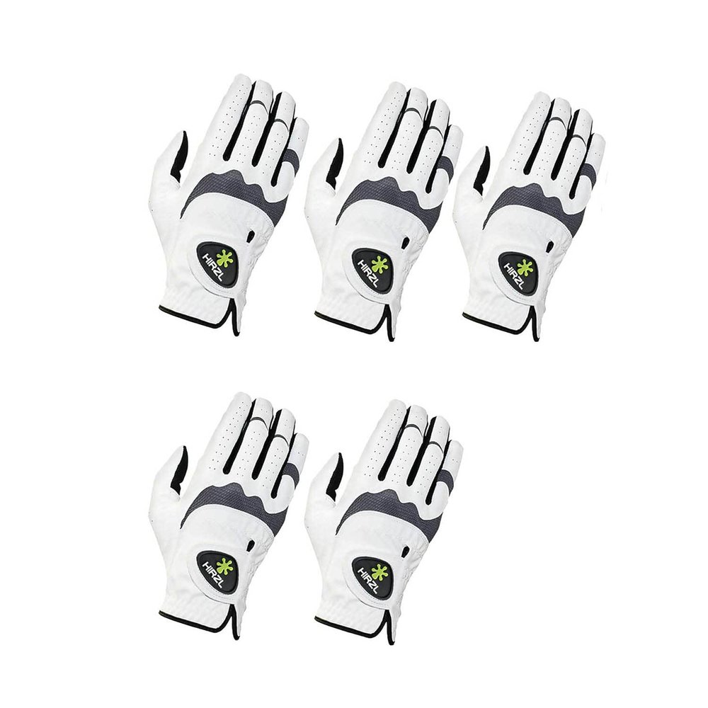 HIRZL Trust Hybrid  Mens All Weather Golf Glove | Kangaroo Leather | Ultimate Grip and Ergonomic Fit, Small, Worn on Right Hand - (Pack of 5)