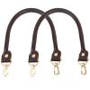 AUEAR, 2 Pack Purse Straps Replacement Leather Handbag Handles Dark Brown with Gold Metal Lobster Buckles view 1