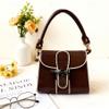 AUEAR, 2 Pack Purse Straps Replacement Leather Handbag Handles Dark Brown with Gold Metal Lobster Buckles view 4