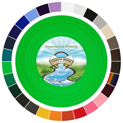 Country Brook Design 1" Webbing - 10/25/50 Yards - 30+ Colors - EDC 1 Inch Polypropylene Webbing for Climbing Outdoors Crafting DIY Gear Repair (Hot Green, 50 Yards)