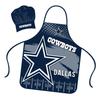 Mojo Licensing Dallas Cowboys Apron Chef Hat Set Full Color Universal Size Tie Back Grilling Tailgate BBQ Cooking Host view 1
