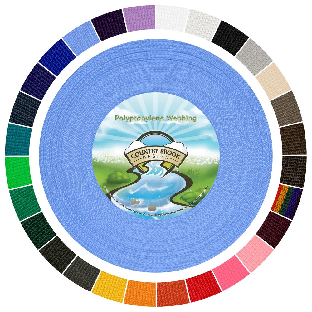 Country Brook Design 1" Webbing - 10/25/50 Yards - 30+ Colors - EDC 1 Inch Polypropylene Webbing for Climbing Outdoors Crafting DIY Gear Repair (Baby Blue, 50 Yards)