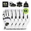 HIRZL Trust Hybrid  Mens All Weather Golf Glove | Kangaroo Leather | Ultimate Grip & Ergonomic Fit, White/Black, Small, Worn on Left Hand (Pack of 5) view 2