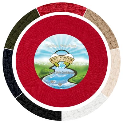 Country Brook Design - 1 1/2" Cotton Webbing Strap - Lightweight, Organic and Gentle with Skin Cotton Strapping (Red, 10 Yards)