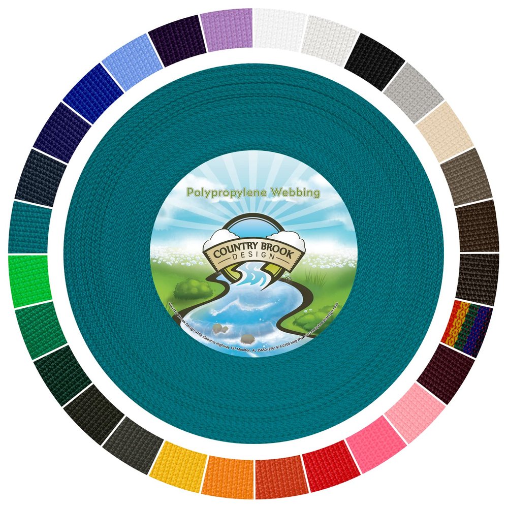 Country Brook Design 1" Webbing - 10/25/50 Yards - 30+ Colors - EDC 1 Inch Polypropylene Webbing for Climbing Outdoors Crafting DIY Gear Repair (Turquoise, 50 Yards)