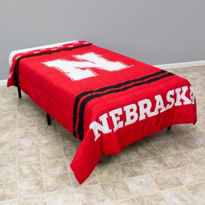 College Covers Everything Comfy Nebraska Cornhuskers Reversible Big Logo Soft and Colorful Comforter, Queen