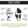HIRZL Trust Hybrid  Mens All Weather Golf Glove | Kangaroo Leather | Ultimate Grip and Ergonomic Fit, White-Black, Small, Worn on Right Hand - (Pack of 10) view 3