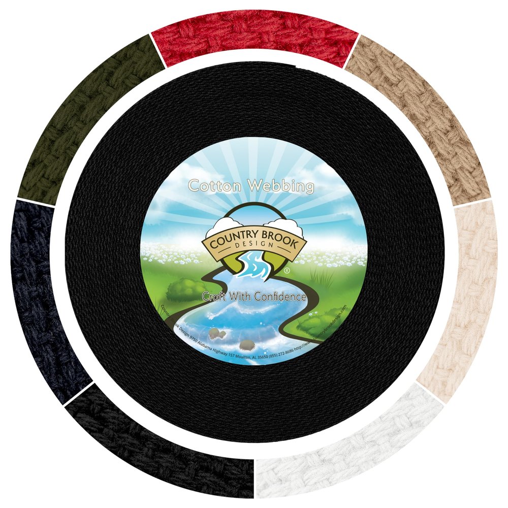 Country Brook Design - 1 1/2" Cotton Webbing Strap - Lightweight, Organic and Gentle with Skin Cotton Strapping (Black, 50 Yards)