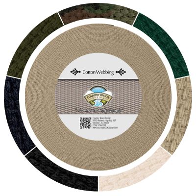 Country Brook Design - Camel 1 1/4 Inch Heavy Cotton Webbing, 50 Yards