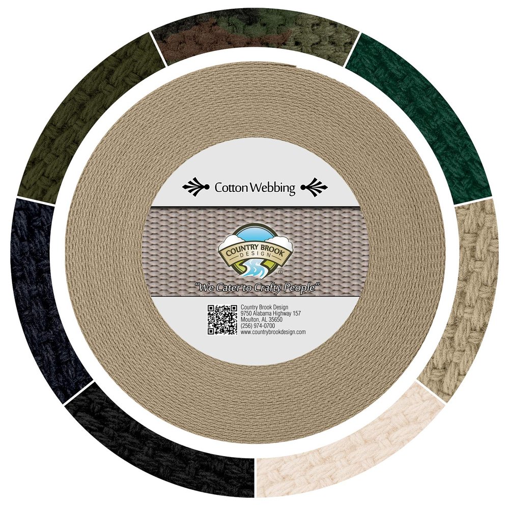 Country Brook Design - Camel 1 1/4 Inch Heavy Cotton Webbing, 50 Yards