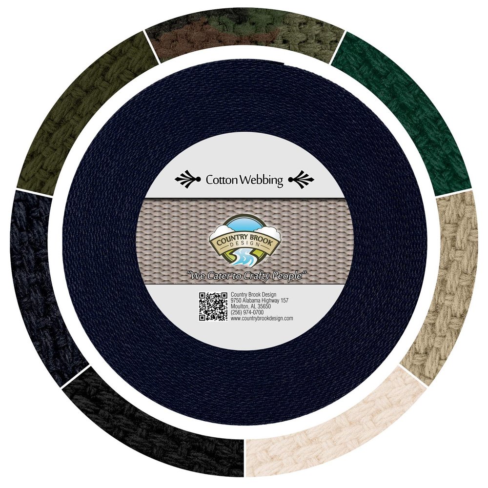 Country Brook Design - Navy Blue 1 1/4 Inch Heavy Cotton Webbing, 25 Yards