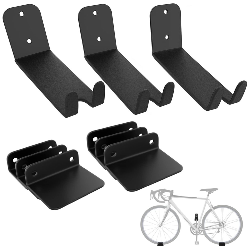 WALMANN 3 Pack Bike Pedal Hanger Wall Mount, Heavy Duty Horizontal Bike Rack for Garage Wall, Bike Display Stand for Home Holds Up to 70 LBS