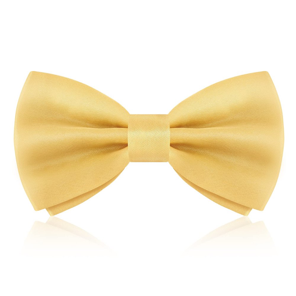 PAFUWEI Men's Pre-Tied Bow Tie, Tux Bowtie Solid Color Neck Bow Ties Adjustable Length Formal Satin Bow Tie for Wedding Party (Polyester, Cream)