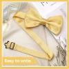 PAFUWEI Men's Pre-Tied Bow Tie, Tux Bowtie Solid Color Neck Bow Ties Adjustable Length Formal Satin Bow Tie for Wedding Party (Polyester, Cream) view 3