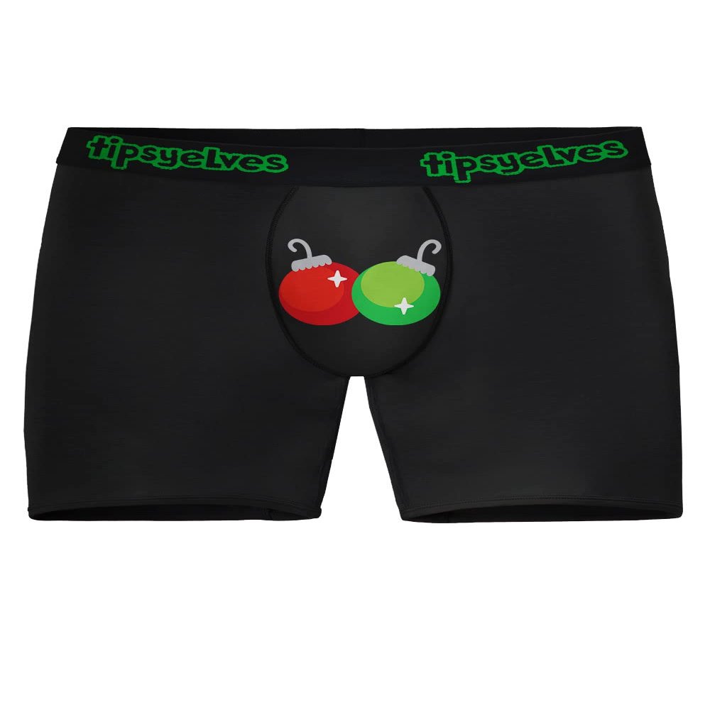 Tipsy Elves Funny Holiday Themed Underwear for Men - Jinglle Balls Black Boxers Size 3X-Large