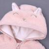 Infant Girls Winter Coat Rabbit Ears Hooded Jacket Fleece Zipper Thicken Windproof Car Seat Coats (Pink, 12-18 Months) view 3