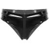 LiiYii Women's Wet Look PVC Leather Pole Dance Booty Shorts Party Festival Bottoms Latex Shorts Black Small view 3