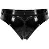 LiiYii Women's Wet Look PVC Leather Pole Dance Booty Shorts Party Festival Bottoms Latex Shorts Black Small view 4