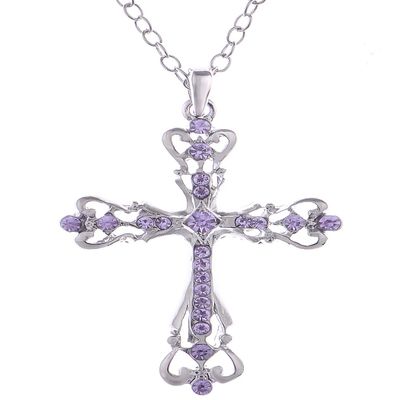 Alilang Womens Clear Crystal Rhinestones Celtic Holy Cross Pendant Necklace, Laver