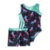 Yihuimin Kids Girls Metallic 2 Pcs Athletic Biketard Ballet Gymnatics Leotard with Shorts Active Clothes Set Dark Night 6 Years view 3