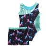 Yihuimin Kids Girls Metallic 2 Pcs Athletic Biketard Ballet Gymnatics Leotard with Shorts Active Clothes Set Dark Night 6 Years view 4