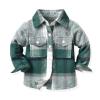 Kids Toddler Baby Boys Autumn Winter Plaid Cotton Long Sleeve Cardigan Jacket Dinosaur Shirts for (Green, 0-6 Months) view 2