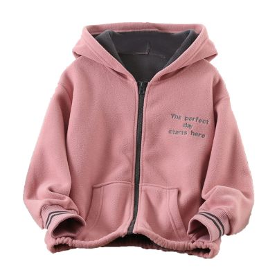 Toddler Kids Boys Girls Long Sleeve Fleece Zippered Hoodie Coat Boys Fall Winter Thicken Warm Jacket (Pink, 5-6 Years)