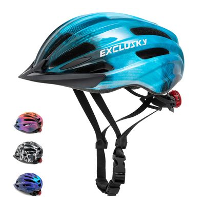 Exclusky Kids Bike Helmet with LED Light Adjustable Multi-Sport Youth Helmet for Boys & Girls, Ages 5-12, Fits 50-57cm, Cycling Safety Gear