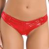LiiYii Women's Wet Look PVC Leather Pole Dance Booty Shorts Party Festival Bottoms Latex Shorts Red XX-Large view 1