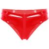 LiiYii Women's Wet Look PVC Leather Pole Dance Booty Shorts Party Festival Bottoms Latex Shorts Red XX-Large view 3