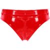 LiiYii Women's Wet Look PVC Leather Pole Dance Booty Shorts Party Festival Bottoms Latex Shorts Red XX-Large view 4