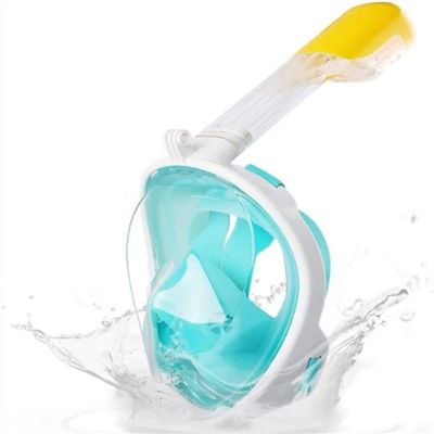 BUZZNN Full Face Snorkel Mask, 180 Panoramic View Anti-Leak Anti-Fog Snorkeling Gear, Diving Mask Adult, Snorkel Equipment with Camera Mount (Color : G, Size : Small)