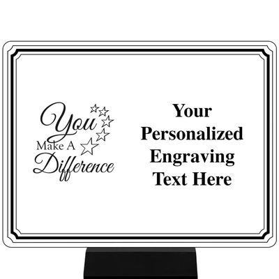 Customized You Make A Difference Plaque Award, 8"x6" White Color Printed Metal Recognition Trophy Award
