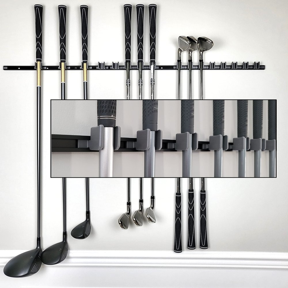 [JINTECH] Golf Club Holder, Wall Display, Wall Hanger, Rack, Mount, Organizer, Hold 17 Clubs on 36" Aluminum Rack (All Head up)