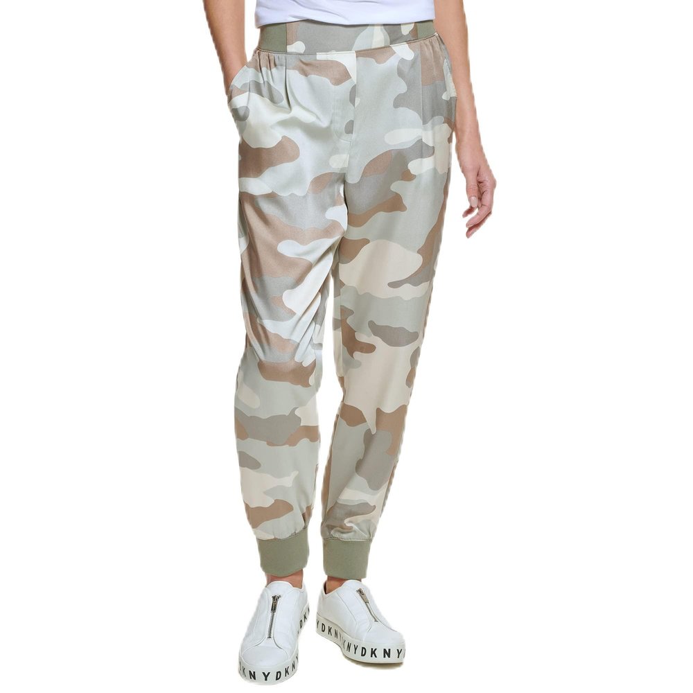 DKNY Women's Sportswear Pant,Parchment Thyme Multi,L