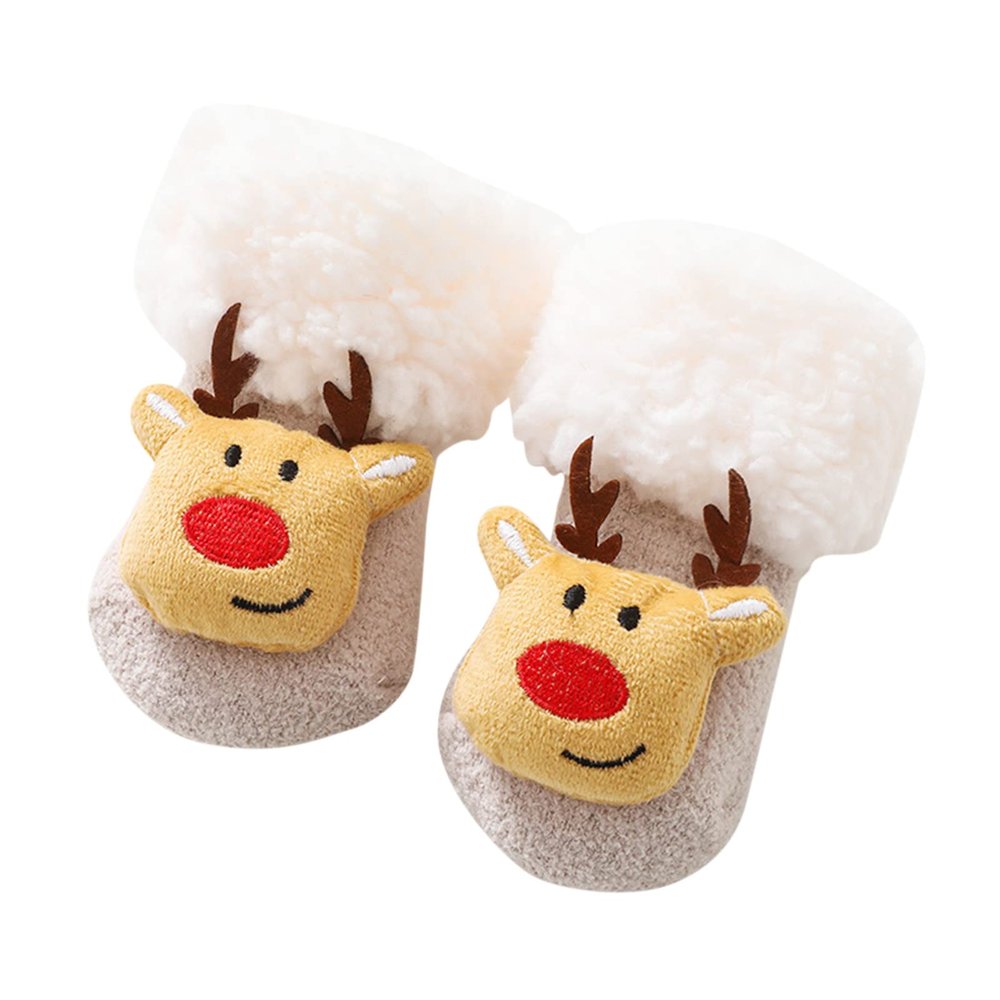 Baby Socks Christmas Socks Toddler Boys Girls Children Socks Soft Sole Non Slip Touched by (Khaki, 0-1 Years Infant)