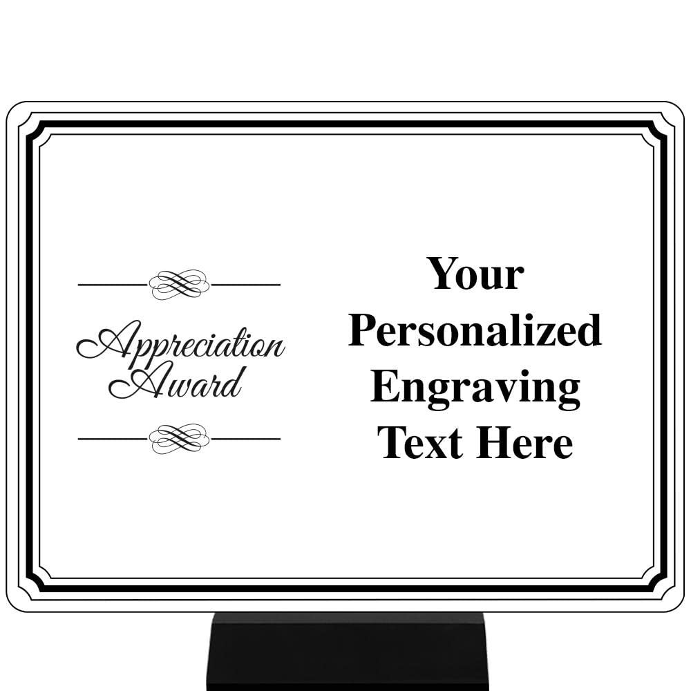 Customized Appreciation Plaque Award, 8"x6" White Color Printed Metal Recognition Trophy Award
