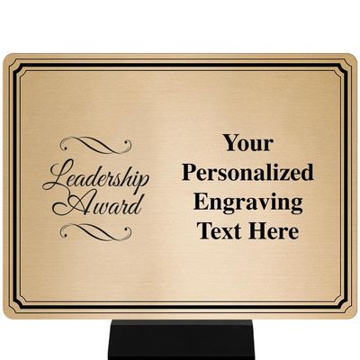 Personalized Leadership Award Plaque Award, 8"x6" Gold Color Printed Metal Recognition Trophy Award Prime